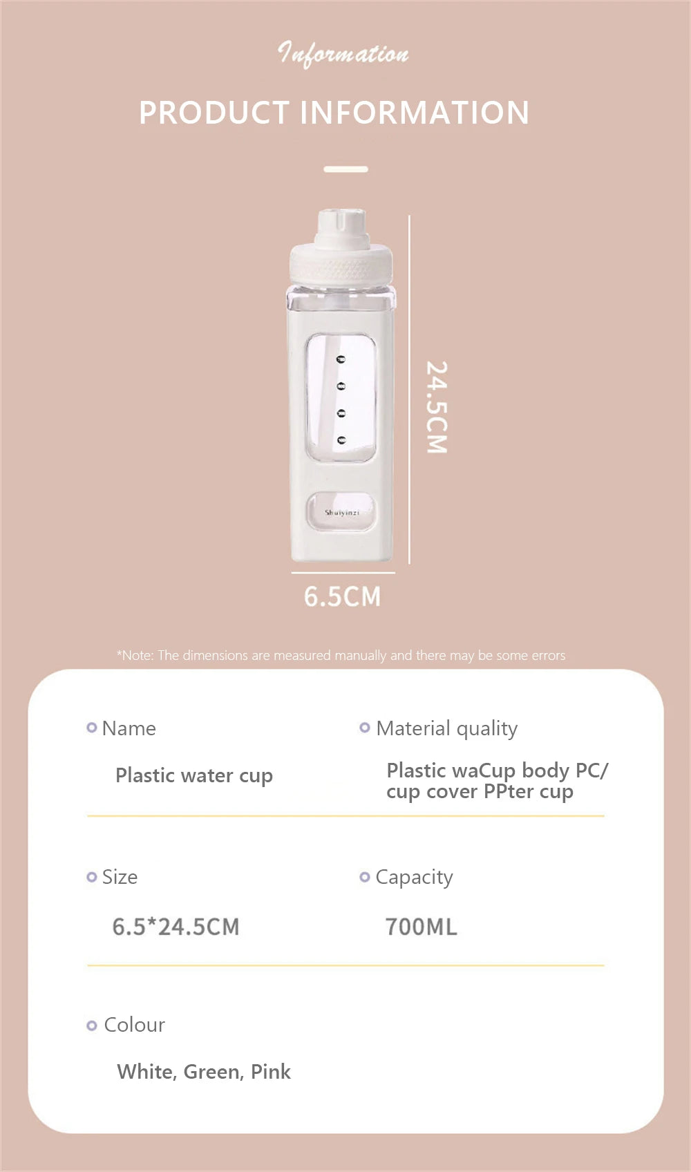 Kawaii Water Bottle With Straw