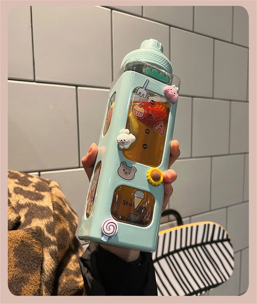 Kawaii Water Bottle With Straw