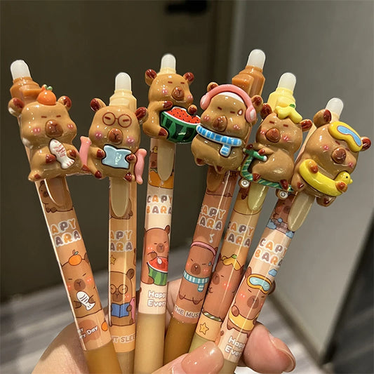 6PCS Capybara Erasable Press Pen